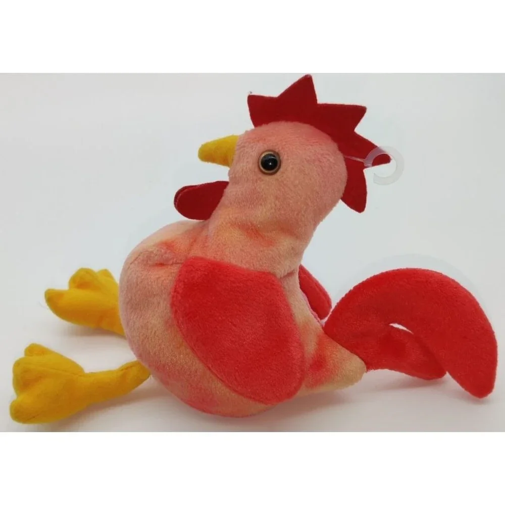 Ty Beanie Babies Strut 1996 Rooster Two Tone Plush Stuffed Animal No Heart Tag